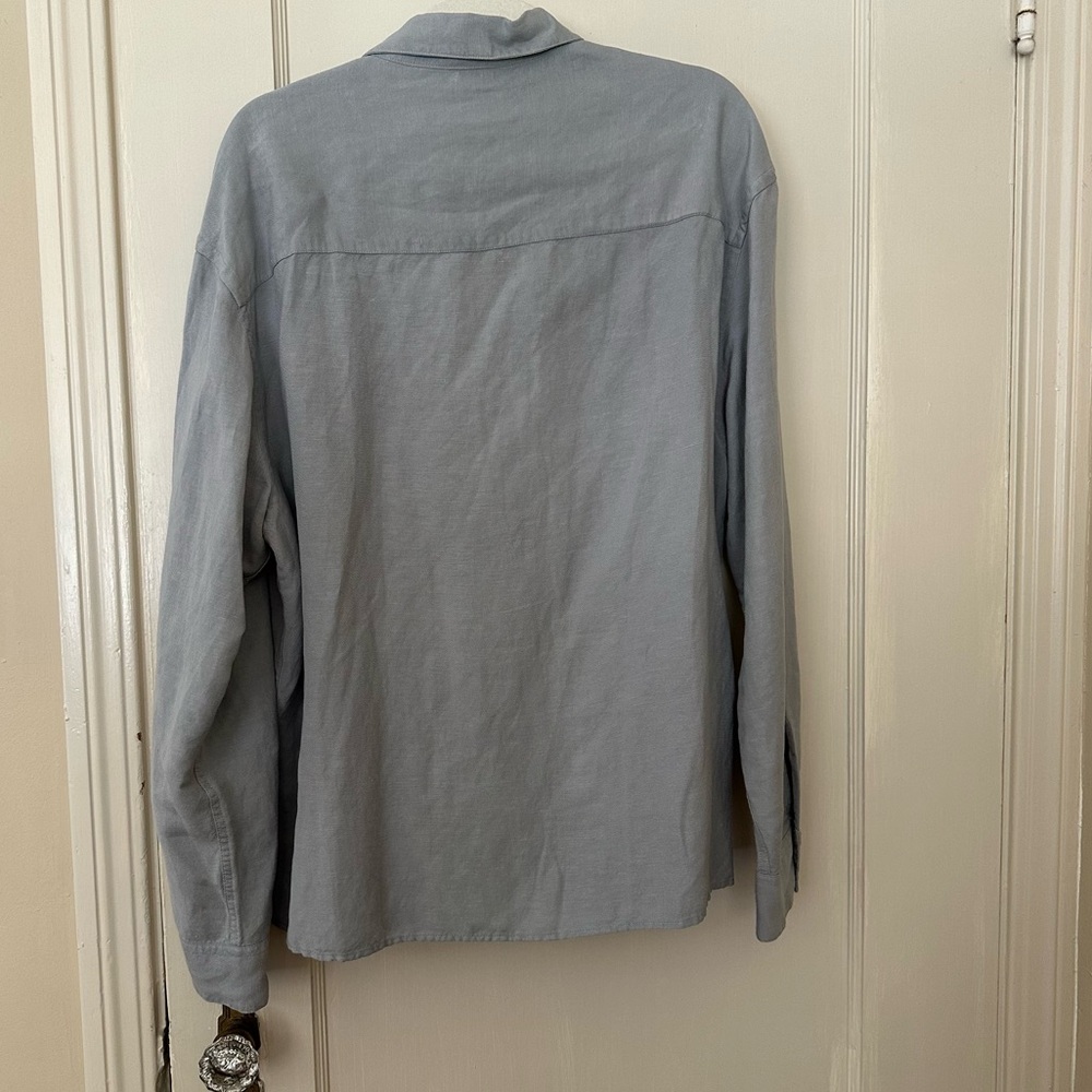 Linen Button Down Collared Shirt Large - image 3